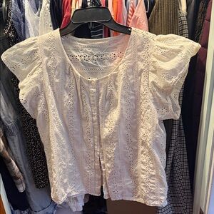 Cream Eyelet Lace Women's Top